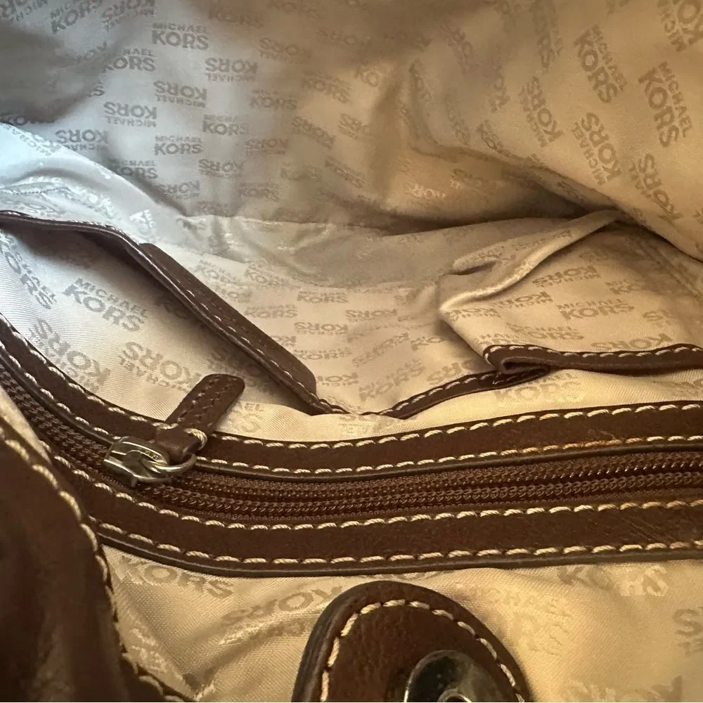 Michael Kors Brown Leather shoulder or Crossbody Bag with Silver Hardware